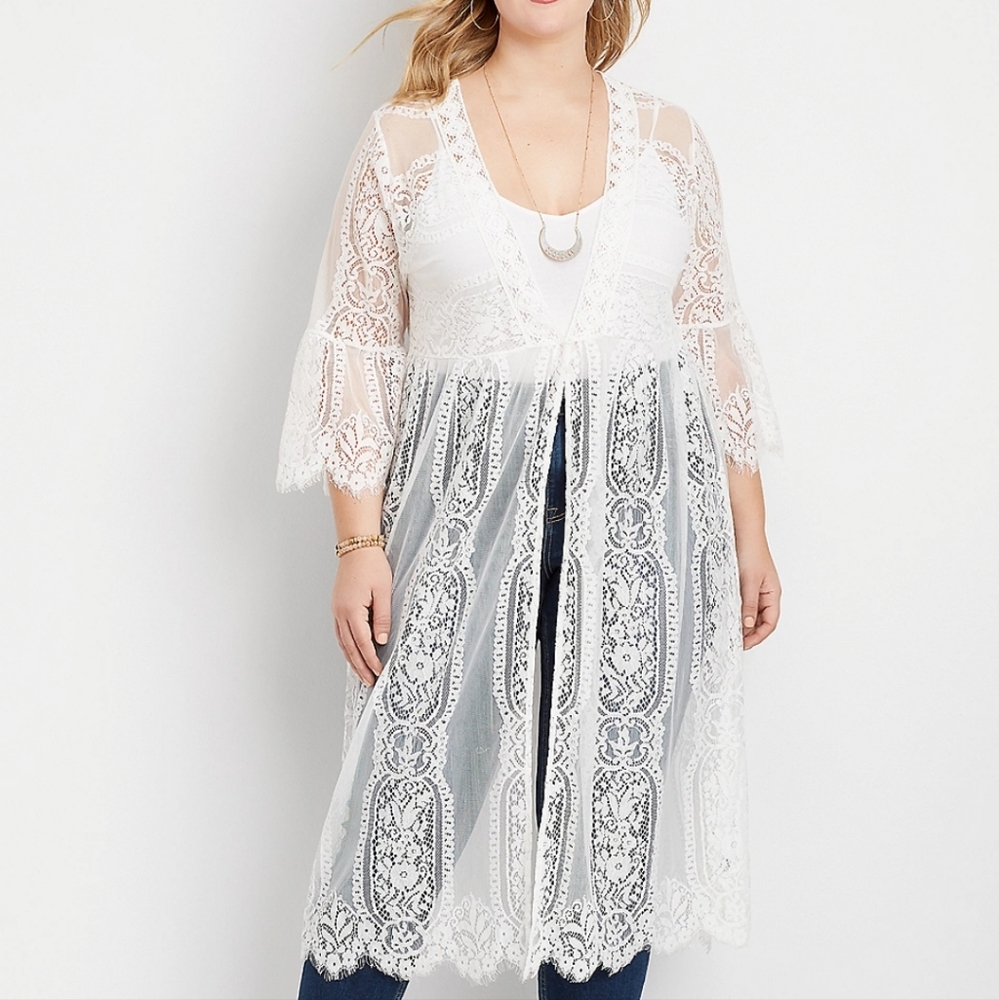 Maurices White Lace Kimono Cardigan